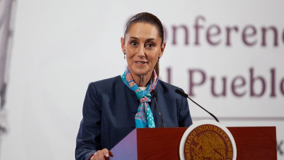 Claudia Sheinbaum Pardo, presidenta de México durante conferencia de prensa en Palacio Nacional donde el día de hoy se dedicó al tema del agua.
