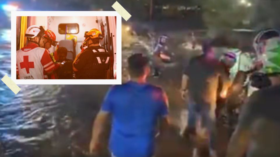 Protección Civil de Nuevo León rescató a un hombre atrapado bajo un puente del río Santa Catarina; resultó ileso.