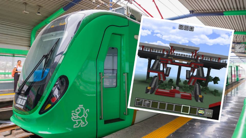 El youtuber regiomontano CREX avanza en la construcción de una réplica del Metrorrey en Minecraft, iniciando con la Línea 1.