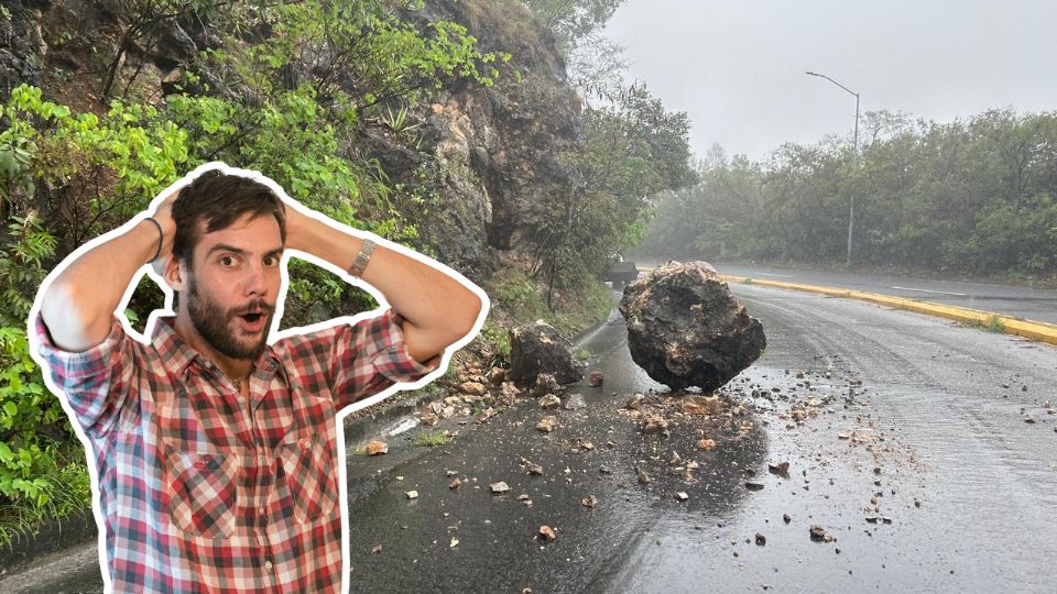 La roca de gran tamaño mantuvo cerrada la vialidad por algunos momentos, aunque después fue retirada por Protección Civil de San Pedro.