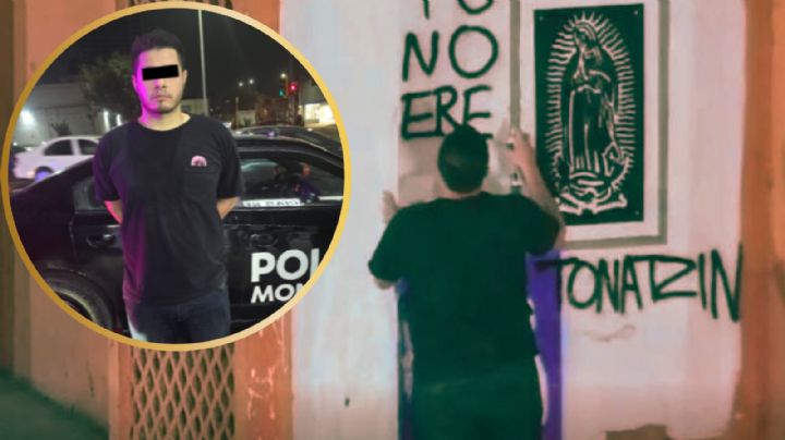 VIDEO | Detienen a hombre por grafitear negocio en el centro de Monterrey