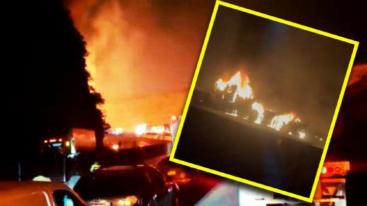 Se registra incendio y explosión de pipa de gas en la autopista México-Querétaro | VIDEO