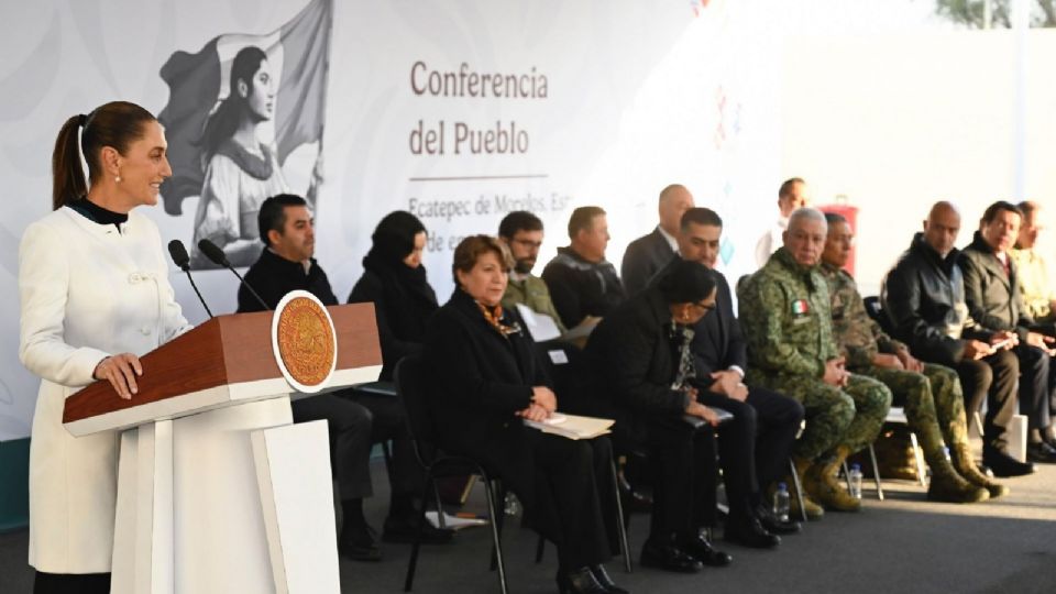 Claudia Sheinbaum encabezó la conferencia Mañanera del Pueblo desde el municipio mexiquense, en la que se presentó el informe de seguridad.