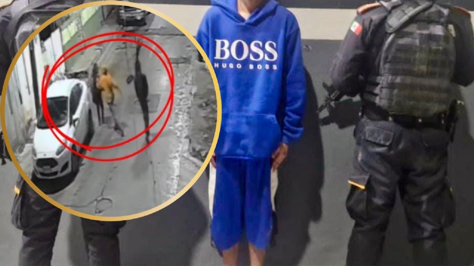 Elementos de Fuerza Civil durante el operativo que permitió la detención del menor presuntamente involucrado en un robo con violencia al norte de Monterrey.