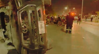 Volcadura en avenida Aztlán deja daños materiales y moviliza a cuerpos de auxilio en Monterrey