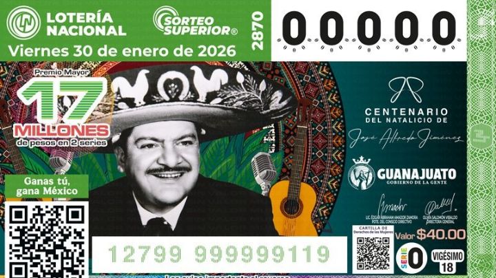 Lotería Nacional celebrará centenario de José Alfredo Jiménez
