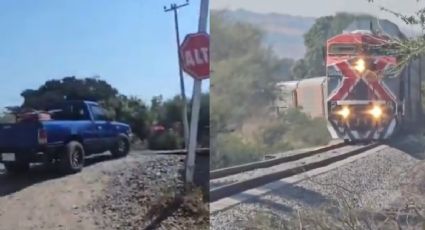 VIDEO | Camioneta intenta cruzar vías del tren en Jalisco y termina embestida
