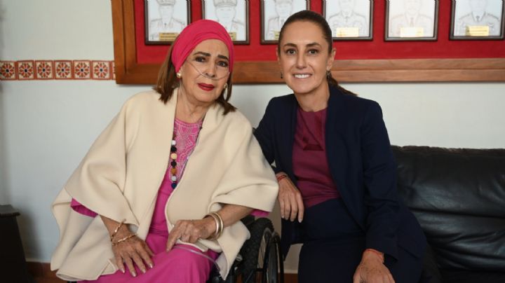 Dialoga Sheinbaum con la actriz Elsa Aguirre durante su visita a Morelos