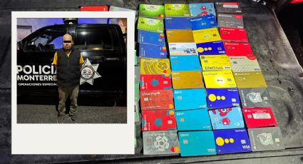 VIDEO | Detienen a hombre en taxi con 57 tarjetas bancarias en el centro de Monterrey