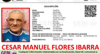 Buscan en Montemorelos a hombre de 74 años desaparecido