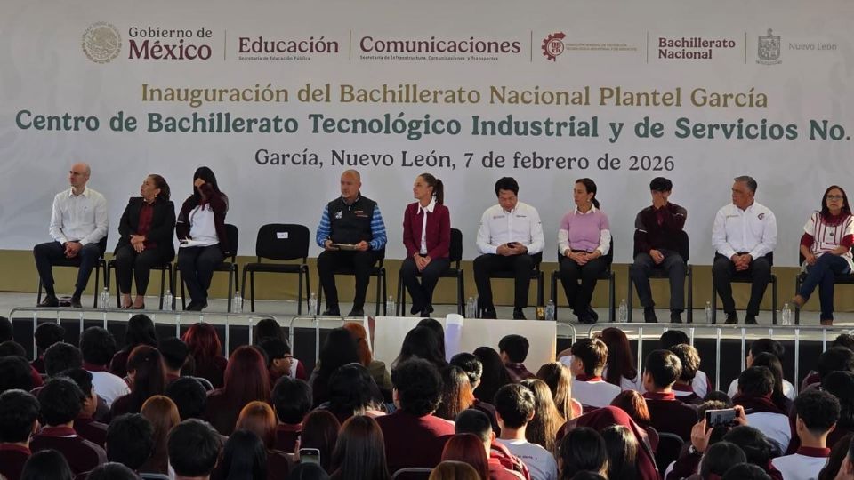 Claudia Sheinbaum durante su gira de trabajo en García, Nuevo León.
