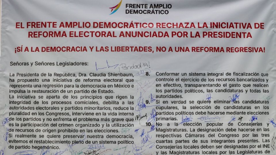 Frente Amplio Democrático rechaza reforma electoral.