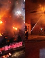 Foto descriptiva de: Fuego arrasa con fábrica "Café el Grande" y se propaga a cuatro bodegas aledañas en Monterrey