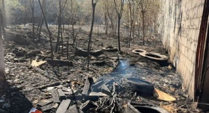 Quema de llantas provoca incendio en predio abandonado de la colonia Nuevo Almaguer en Guadalupe