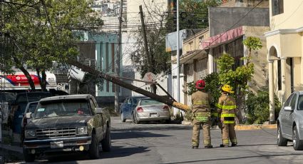Camión derriba poste y provoca fuga de gas en Monterrey