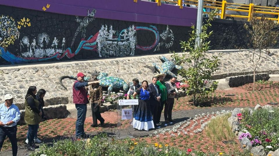 Instala Jefa de Gobierno, Clara Brugada, Jardin de Lluvia en el Azteca