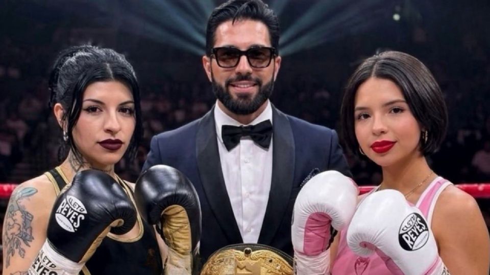 Imagen generada con inteligencia artificial que Poncho de Nigris compartió en su cuenta de X, donde se le ve junto a Ángela Aguilar y Cazzu como boxeadoras profesionales.