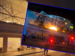 VIDEO | Fuego consume palapa: Así fue el fuerte incendio en la Zona Hotelera de Cancún
