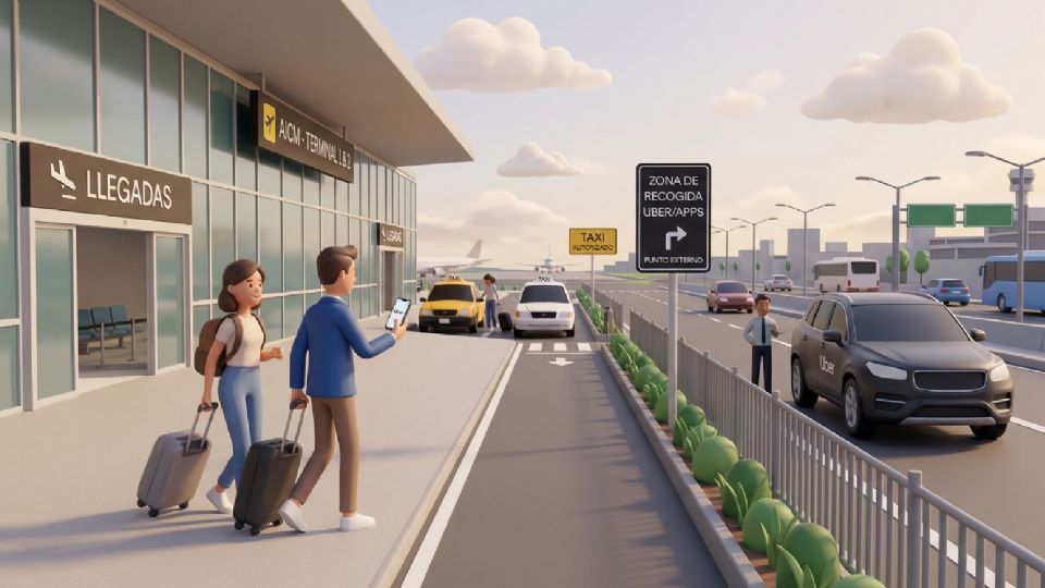 Pasajeros caminan hacia las avenidas aledañas para abordar su transporte privado tras las restricciones en las bahías federales.