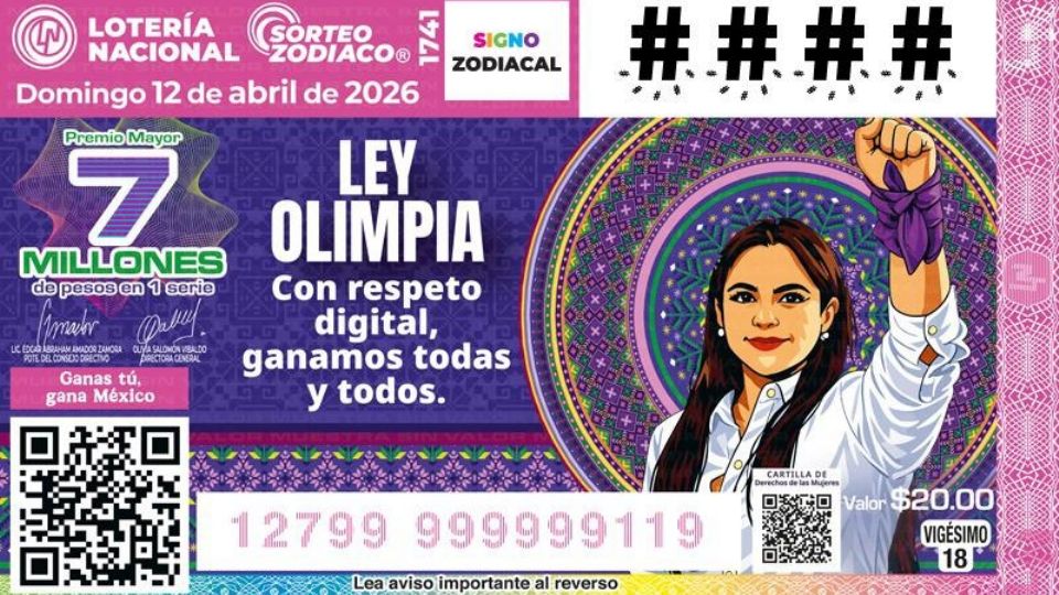 Olivia Salomón, Olimpia Coral y Citlalli Hernández durante la develación del billete conmemorativo de la Lotería Nacional.