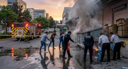 Policías evitan incendio en plaza comercial