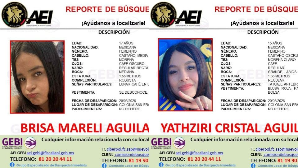 Autoridades difundieron fichas de búsqueda para localizar a las dos hermanas desaparecidas.
