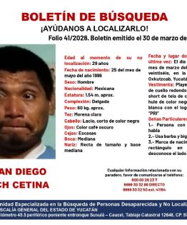 Alerta en Oxkutzcab por extravío de Juan Diego; vestía playera amarilla y botas de hule