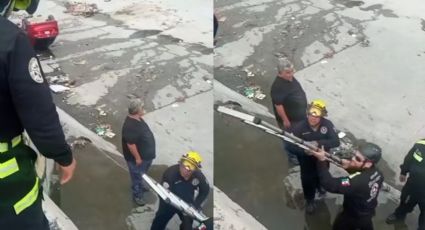 Automóvil termina dentro de arroyo en Santa Catarina y moviliza a rescatistas