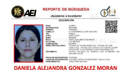 Reporte de búsqueda: desapareció Daniela Alejandra González Morán en el Centro de Monterrey