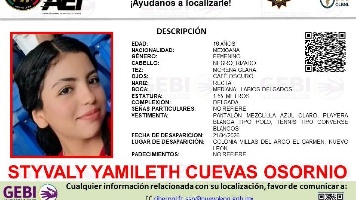 Desaparece menor de 16 años en El Carmen
