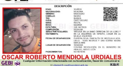 Buscan a hombre de 32 años desaparecido en Hidalgo, Nuevo León