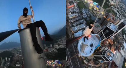 VIDEO | Joven escala a la cima de un famoso edificio en San Pedro ¡Sin protección!