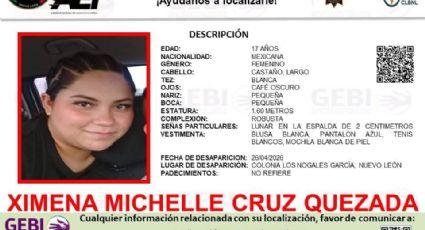 Buscan a Ximena Michelle de 17 años, desaparecida en García
