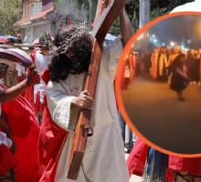 Viacrucis Xonacatlán: actor que representaba a Jesús cae de cara tras empujón y es hospitalizado