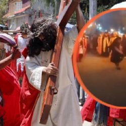 Viacrucis Xonacatlán: actor que representaba a Jesús cae de cara tras empujón y es hospitalizado