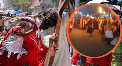 Viacrucis Xonacatlán: actor que representaba a Jesús cae de cara tras empujón y es hospitalizado