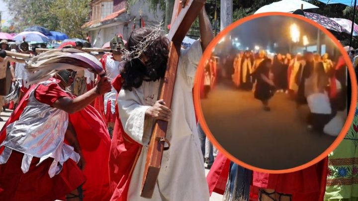 Viacrucis Xonacatlán: actor que representaba a Jesús cae de cara tras empujón y es hospitalizado
