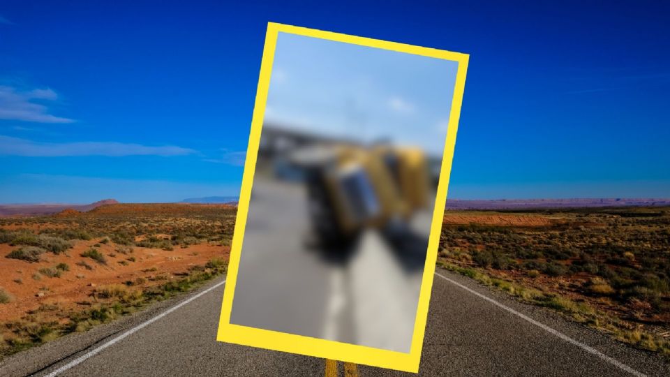 La caja del tráiler quedó prácticamente recargada sobre el muro de contención.