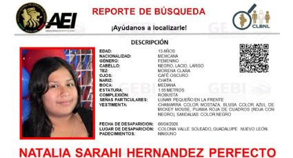 Activan reporte de búsqueda por Natalia Sarahi, desaparecida en Valle Soleado de Guadalupe