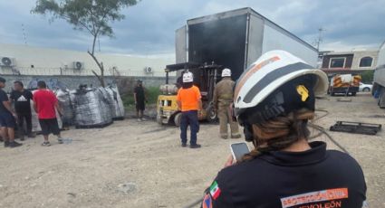 Evacúan guardería en Apodaca tras incendio de caja de tráiler