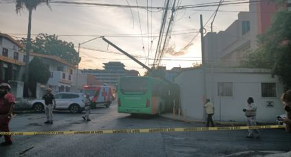 Camión urbano se estrella contra negocio en la colonia Pío X tras choque con BMW