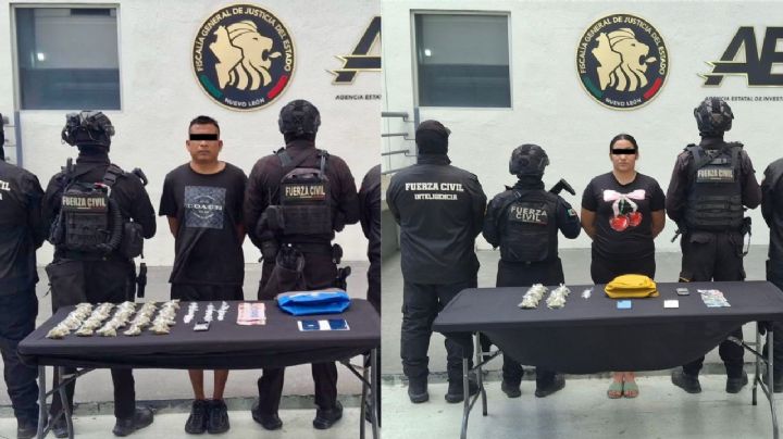 Fuerza Civil arresta a dos personas con droga en operativos en Monterrey