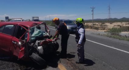 Choque frontal deja un muerto y un lesionado en carretera a Monclova en Mina