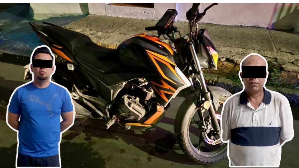 Policías motorizados de Guadalupe detuvieron a dos hombres tras sorprenderlos realizando maniobras peligrosas en motocicleta y portar droga y un arma de fuego.