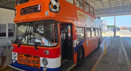 Llega el "Orangebús" a Nuevo León: Holandeses cruzan por Puente Colombia