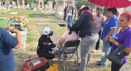 Mujer resulta lesionada tras caer sobre una lápida en panteón de Escobedo