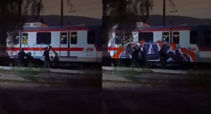 Jóvenes se graban vandalizando tren de Metrorrey en Estación Talleres en Monterrey