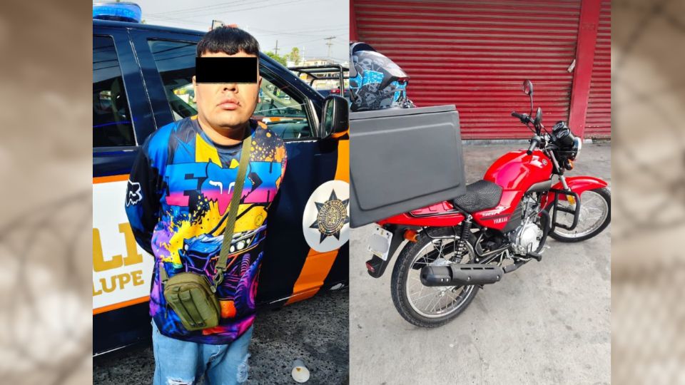 Policías de Guadalupe recuperaron una motocicleta con reporte de robo y detuvieron a un hombre tras un operativo apoyado por el sistema de videovigilancia del C4.